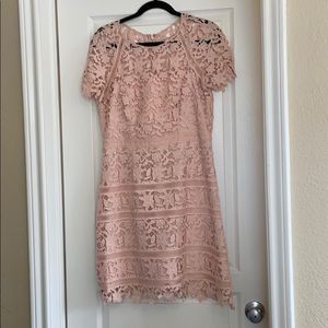 Dusty Pink Crochet Lace Overlay Eliza J Dress